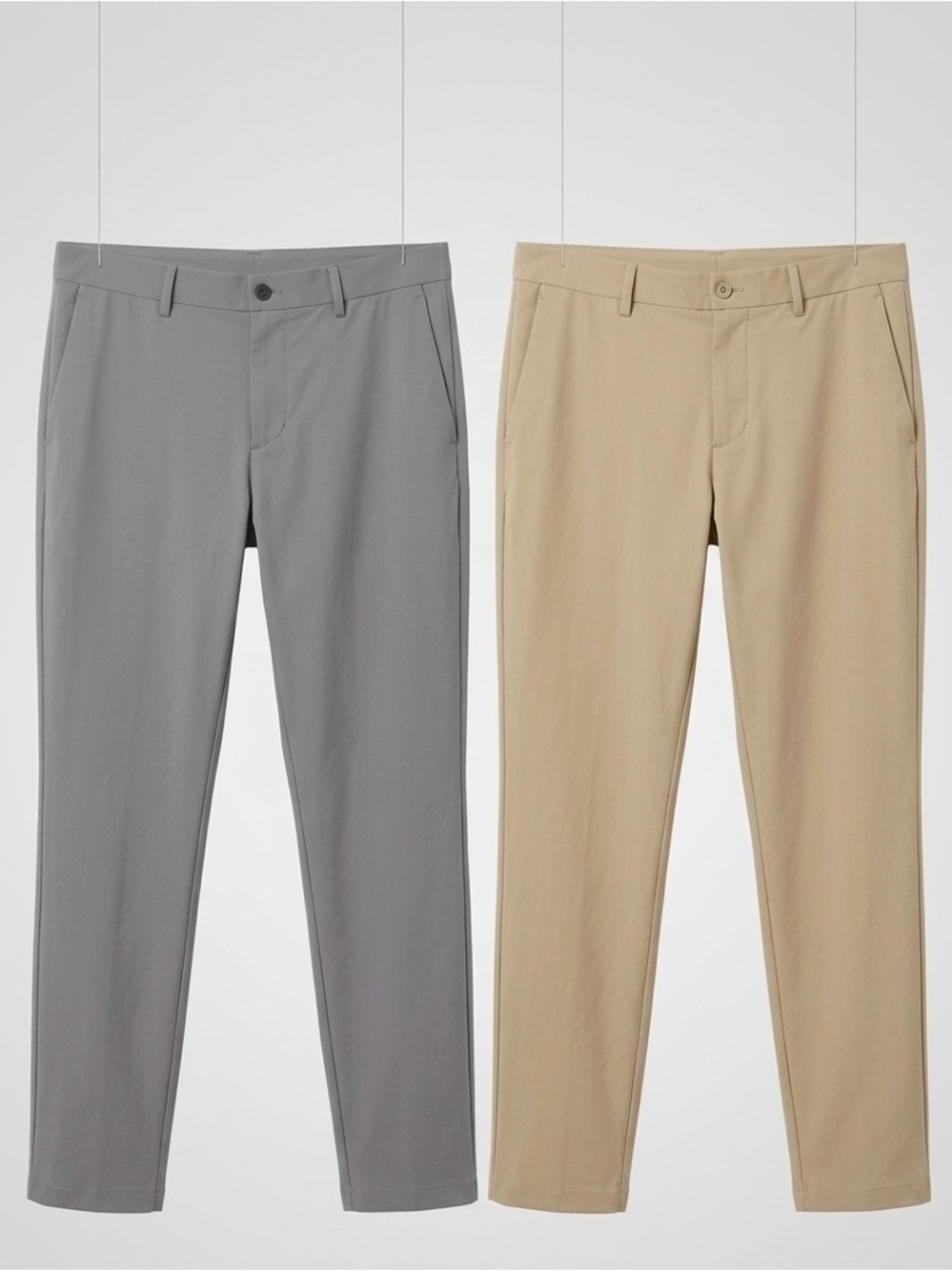 Banana Republic Men's Slim Fit Tech Performance Chino Pants in Gray & Khaki Pair